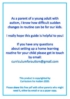 Home Learning for Parents of students with Autism